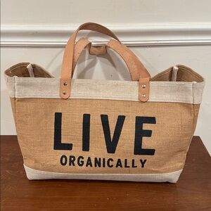 Santa Barbara Design Studio LIVE ORGANICALLY Bag Tote Jute Leather Handle